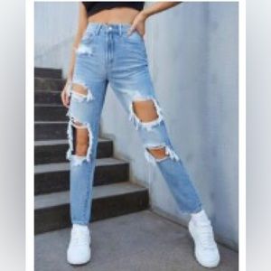 Shien High Waisted Ripped Jeans